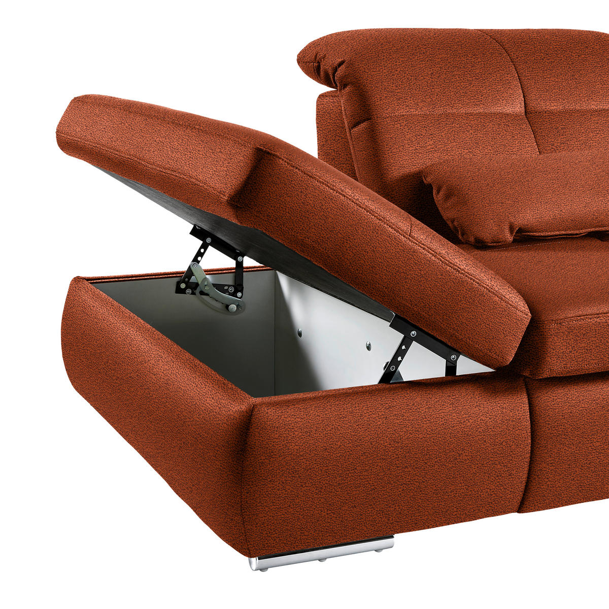 WOHNLANDSCHAFT  in Mikrofaser Terracotta  - Chromfarben/Terracotta, Design, Holzwerkstoff/Textil (260/371/195cm) - Beldomo Style