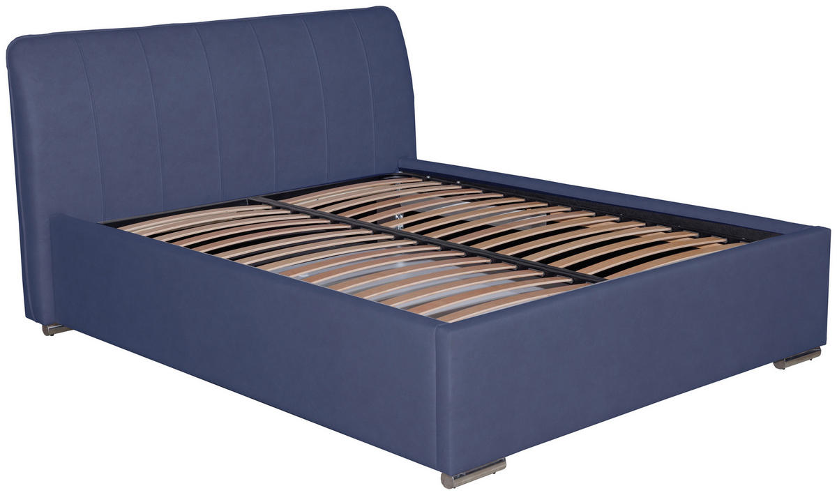 POLSTERBETT 180/200 cm  in Blau  - Chromfarben/Blau, Basics, Holz/Textil (180/200cm) - Boxxx