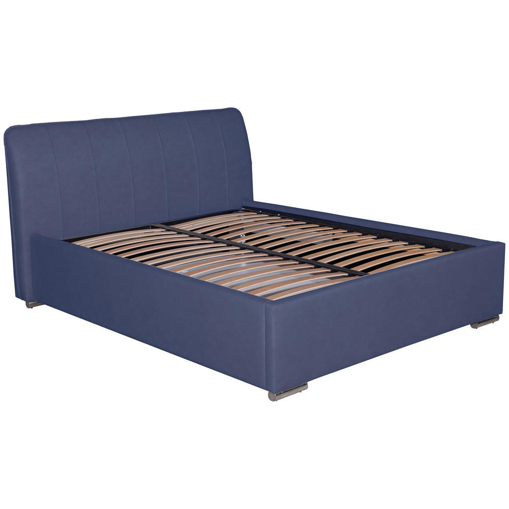 Thumbnail - Boxxx Polsterbett, Blau, Metall, Holz, Birke, 160x200 cm, Bettkasten, Lattenrost, gepolstertes Kopfteil, in verschiedene...