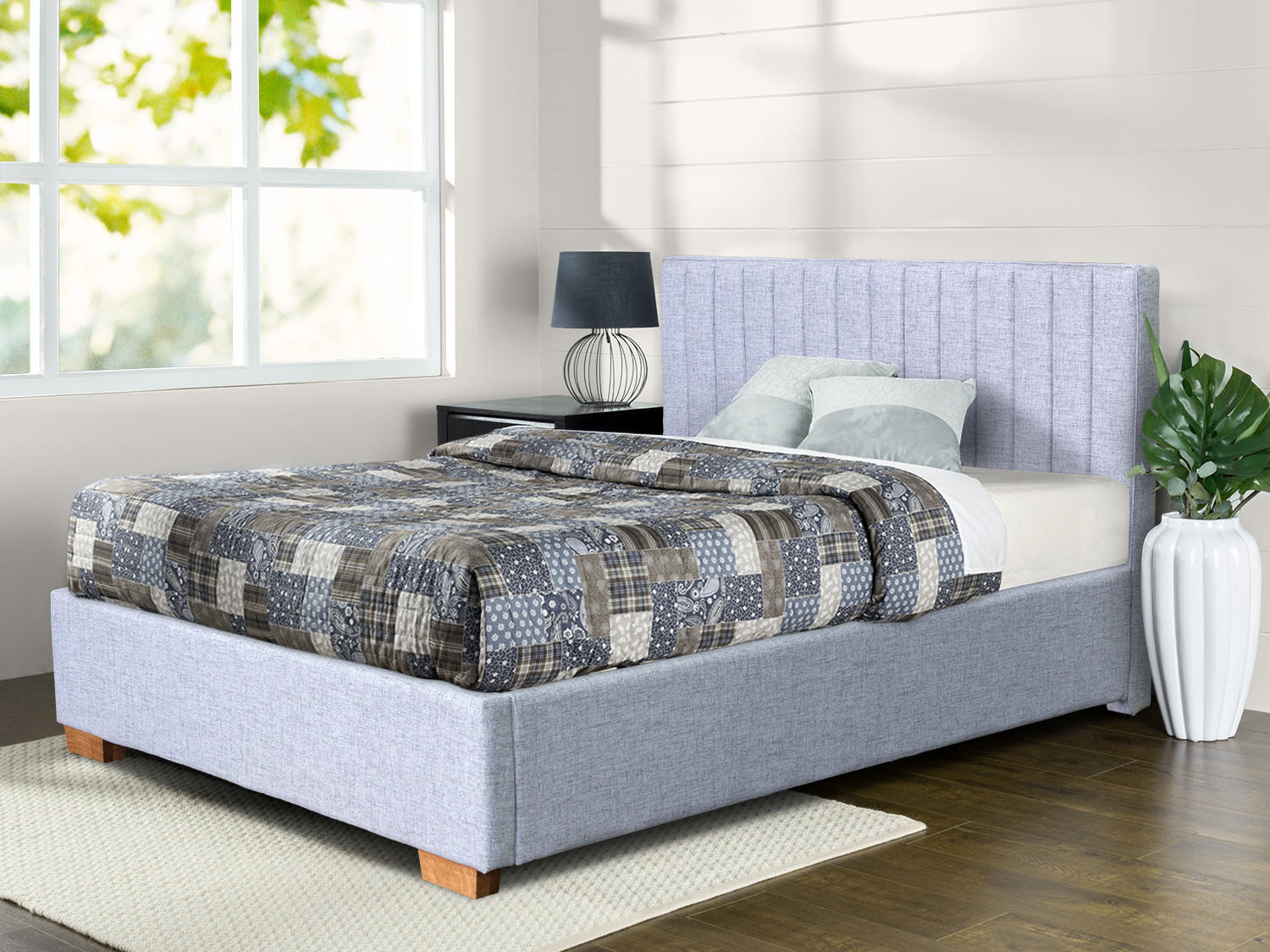 TAPACIRANI KREVET 160/200 cm      - boja hrasta, Moderno, drvo/tekstil (160/200cm) - Hom`in