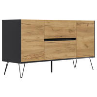 SIDEBOARD Posseik Industrial 139/75,8/42 cm 2 Schublade(n)  - Eichefarben/Graphitfarben, Design, Holzwerkstoff/Metall (139/75,8/42cm) - MID.YOU