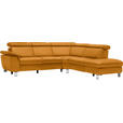 ECKSOFA in Flachgewebe, Mikrofaser Orange  - Beige/Alufarben, Design, Textil/Metall (271/242cm) - Cantus