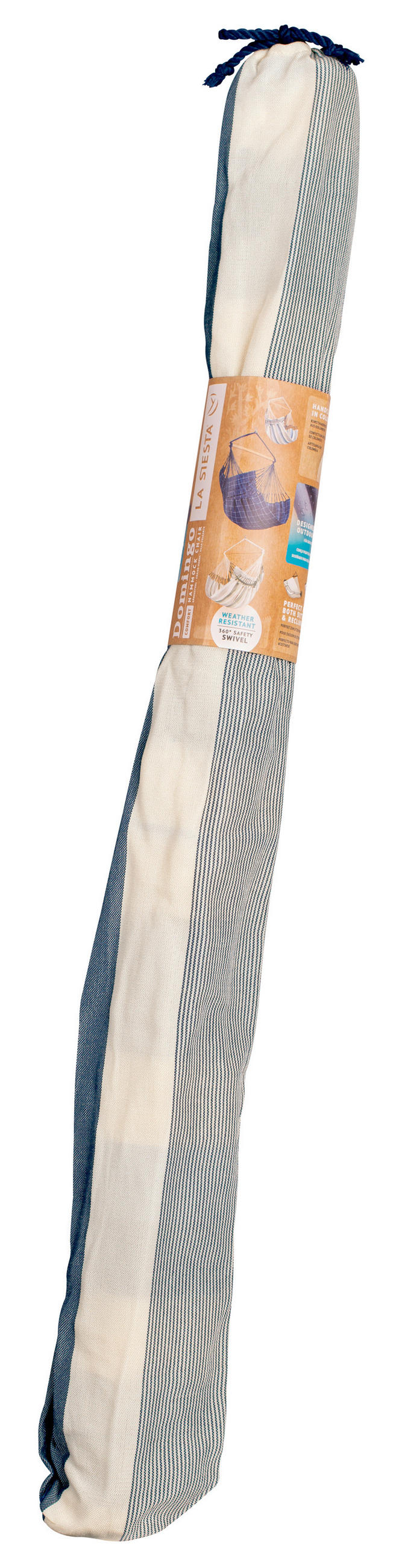 HÄNGESESSEL kingsize outdoor 140/170/210 cm  - Weiß/Dunkelblau, KONVENTIONELL, Holz/Textil (140/170/210cm) - La Siesta