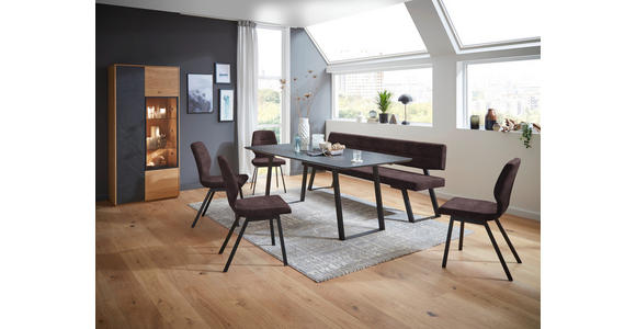 STUHL in Stahl Mikrofaser Metall, Textil - Dunkelbraun/Schwarz, Design, Textil/Metall (46/91/57cm) - Dieter Knoll