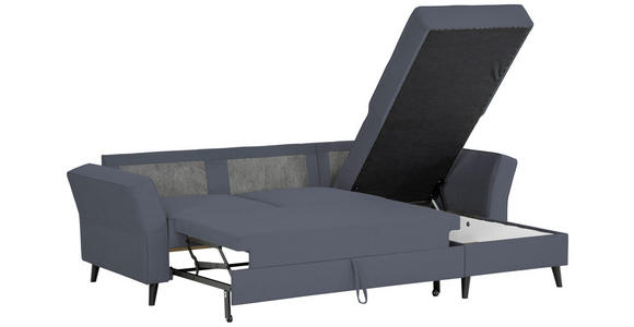 ECKSOFA in Velours Dunkelgrau  - Dunkelgrau/Schwarz, KONVENTIONELL, Holz/Textil (244/159cm) - Carryhome