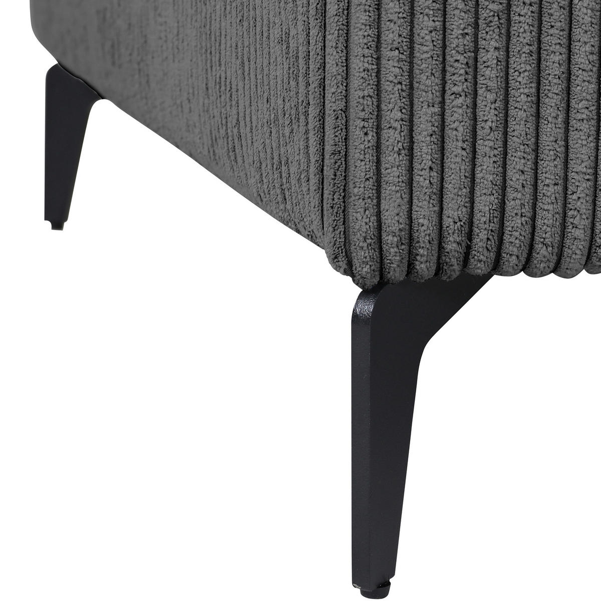 ECKSOFA in Cord Dunkelgrau  - Dunkelgrau/Schwarz, Konventionell, Textil/Metall (285/170cm) - Carryhome