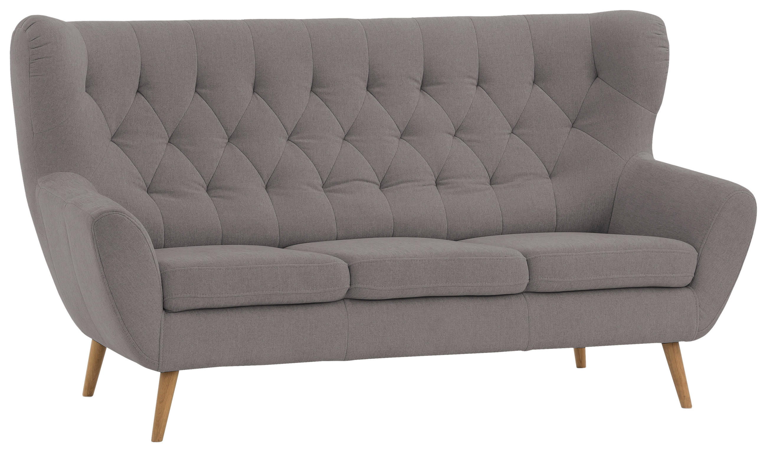 3-SITZER-SOFA Webstoff Taupe  - Taupe/Eichefarben, Design, Holz/Textil (188/104/92cm) - Stylife