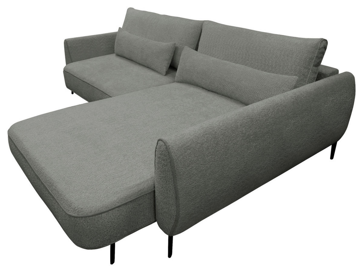 ECKSOFA in Bouclé Grau  - Creme/Schwarz, Design, Textil/Metall (273/204cm) - MID.YOU