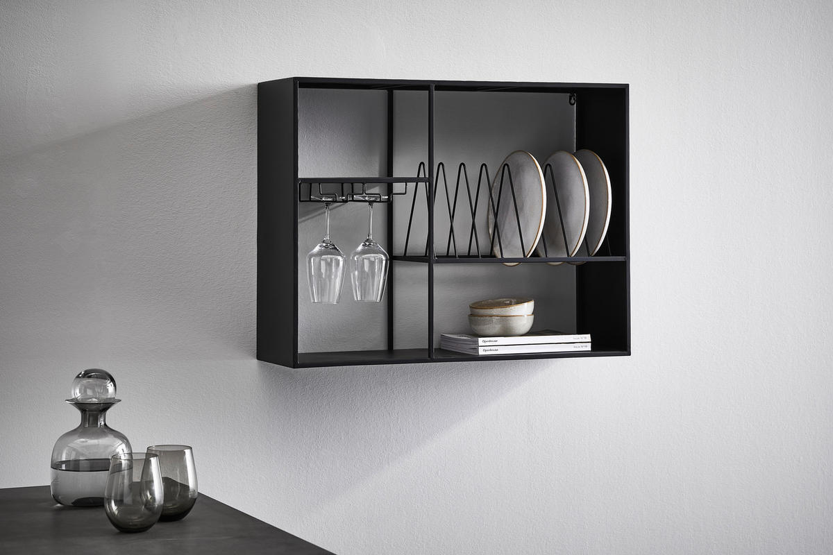 WANDREGAL 80/60/24 cm  - Schwarz, Design, Metall (80/60/24cm) - P & B