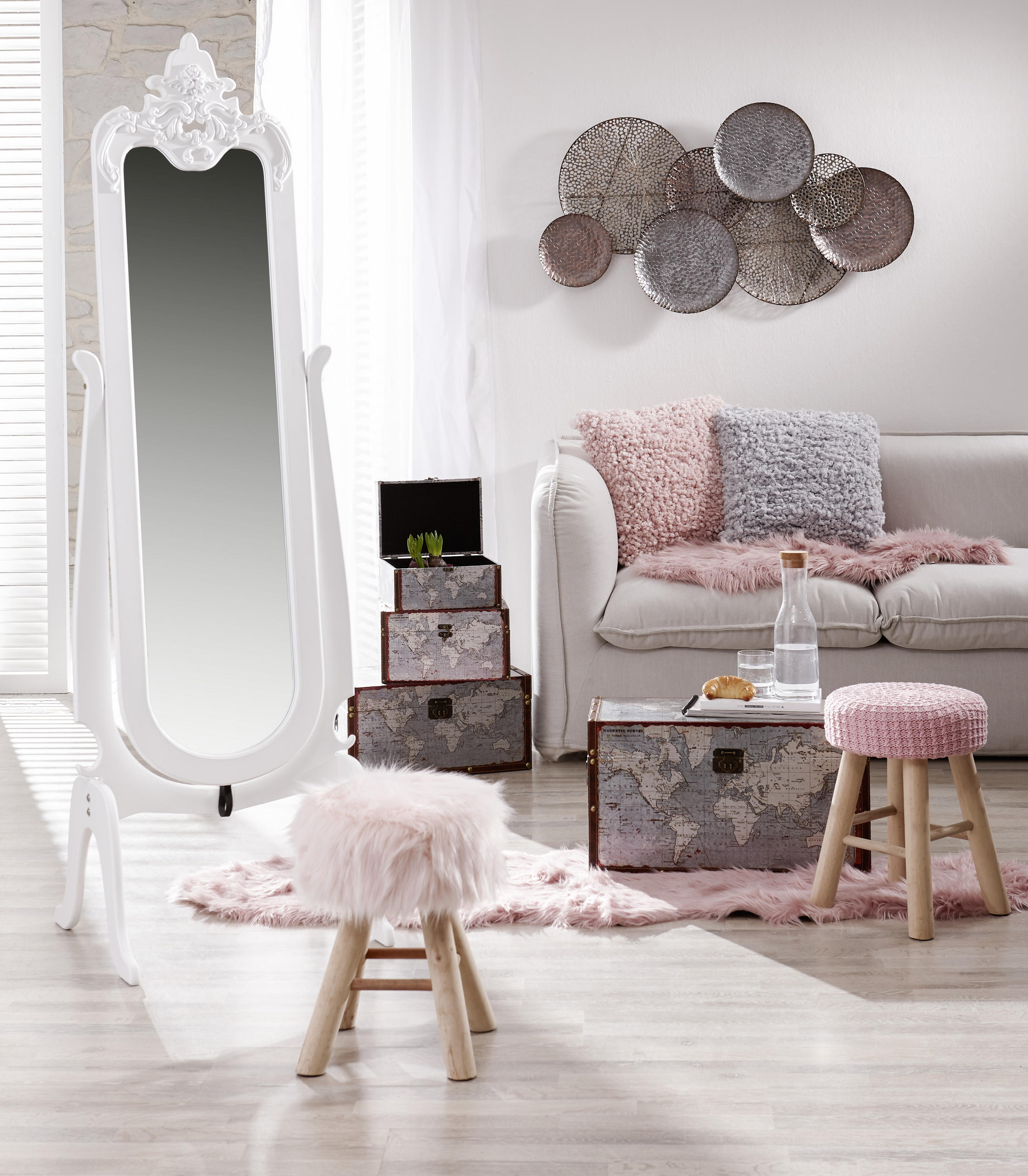 ZIDNA DEKORACIJA 110,5/7,5/60,5 cm - srebrne boje/bakrenaste boje, Basics, metal (110,5/7,5/60,5cm) - Ambia Home