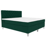 BOXSPRINGBETT 140/200 cm  in Dunkelgrün  - Chromfarben/Dunkelgrün, KONVENTIONELL, Textil/Metall (140/200cm) - Carryhome
