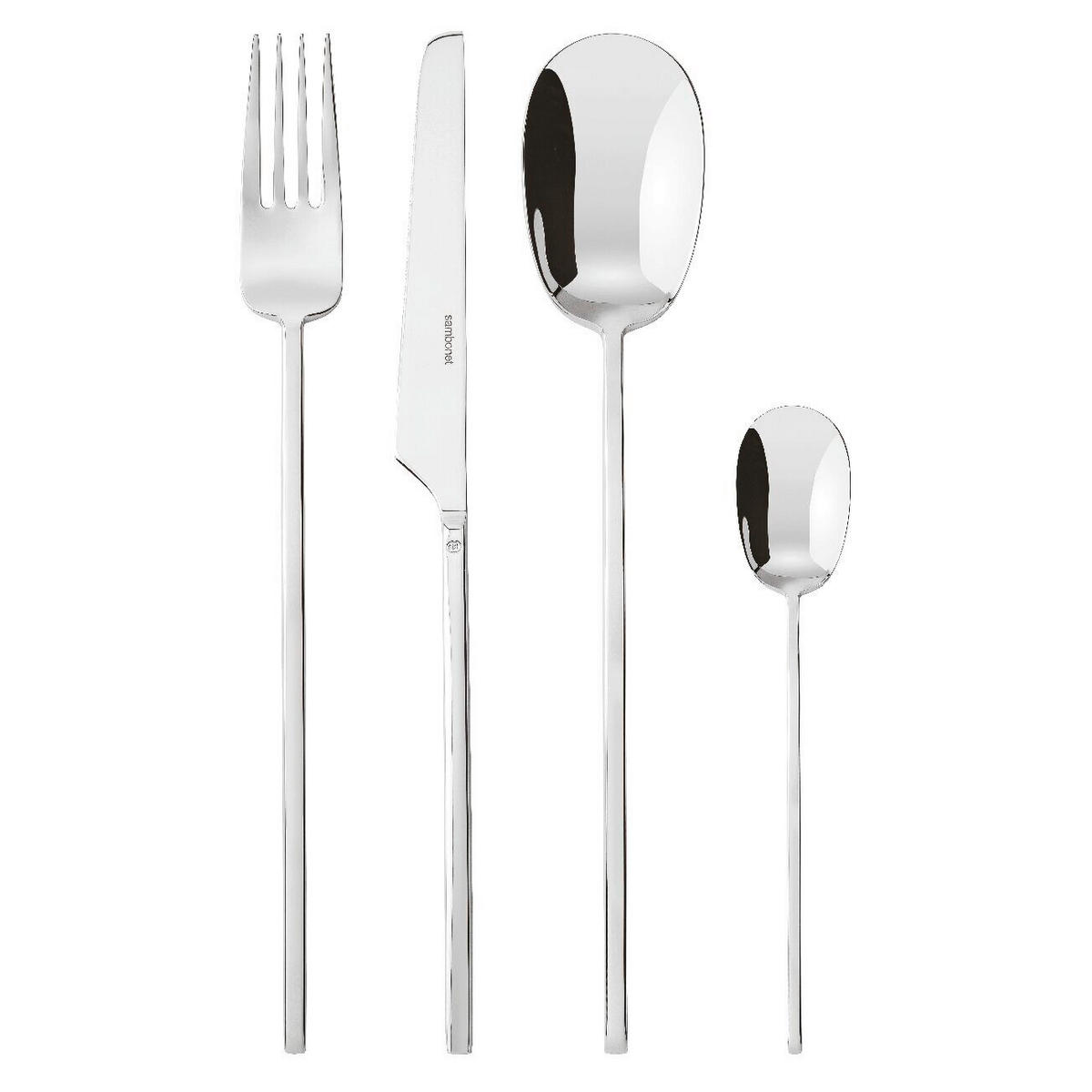 PRIBOR ZA JELO  24 dela     Cento 100  - boja nerđajućeg čelika, Osnovno, metal (35/25/10cm) - Sambonet