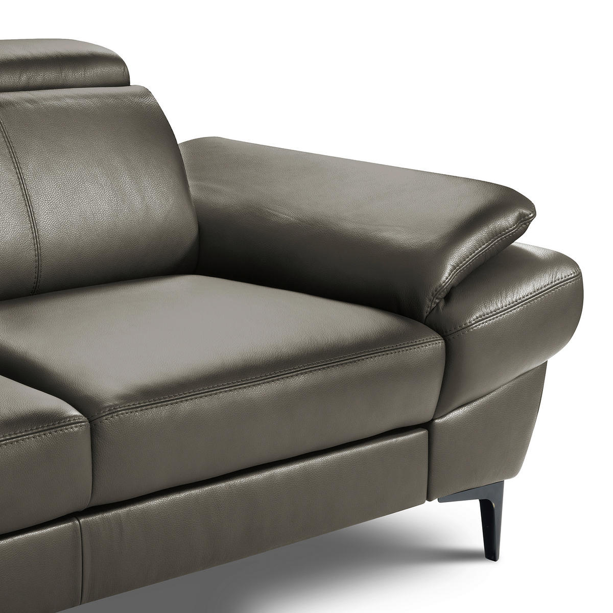 ECKSOFA  in Lederlook Echtleder Schlammfarben  - Schlammfarben/Schwarz, Design, Leder/Textil (211/264cm) - Livetastic