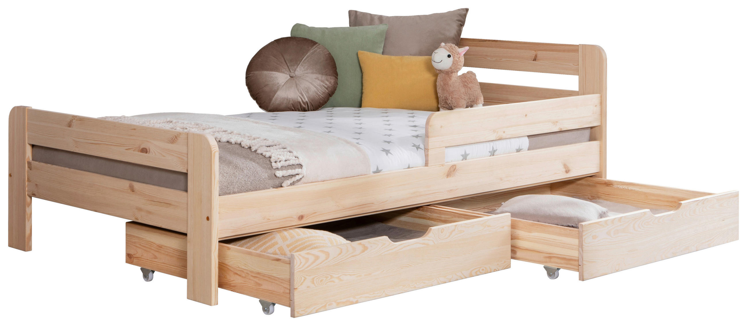 STAURAUMBETT 120/200 cm  in Naturfarben  - Naturfarben, MODERN, Holz/Textil (120/200cm) - MID.YOU