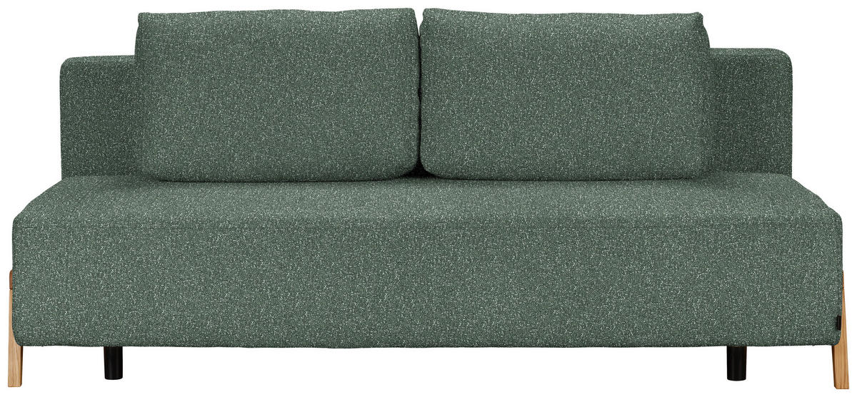 SCHLAFSOFA  mit Stoffauswahl, Liegefunktion, Schlafen auf Sitzhöhe Bouclé Grün  - Naturfarben/Grün, Design, Holz/Textil (211/88/102cm) - Niels Andersson