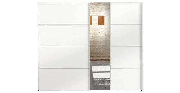 SCHWEBETÜRENSCHRANK in Weiß - Chromfarben/Weiß, Design, Glas/Holzwerkstoff (200/216/68cm) - Hom`in