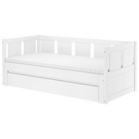 VÝSUVNÁ POSTEL, 90-180/200 cm, bílá - bílá/přírodní barvy, Konvenční, dřevo (90-180/200cm) - Carryhome