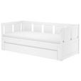 AUSZIEHBETT 90-180/200 cm  in Weiß  - Naturfarben/Weiß, KONVENTIONELL, Holz (90-180/200cm) - Carryhome