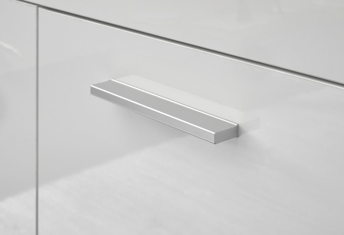 SIDEBOARD  165/91/38 cm 3 Schublade(n)  - Weiss Hochglanz/Silberfarben, Design, Holzwerkstoff/Kunststoff (165/91/38cm) - MID.YOU