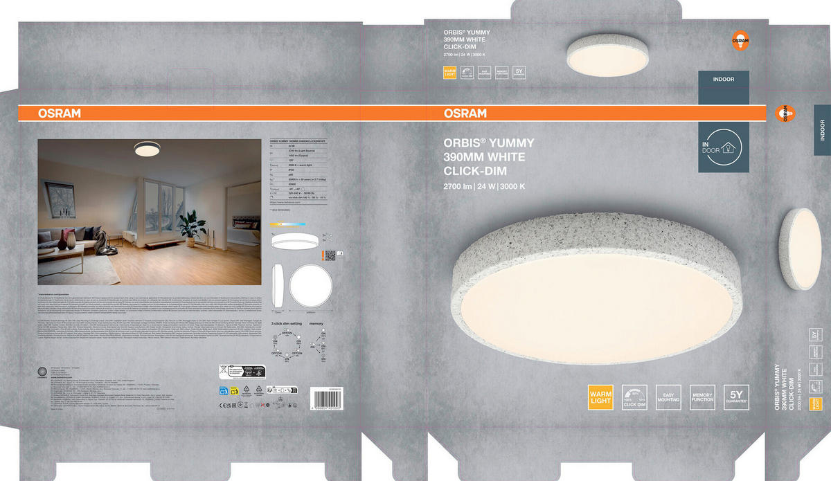 LED-DECKENLEUCHTE 39/7 cm   - Basics, Metall (39/7cm) - Osram