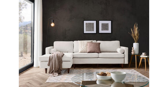 ECKSOFA in Cord Creme  - Eichefarben/Creme, MODERN, Holz/Textil (178/261cm) - Carryhome