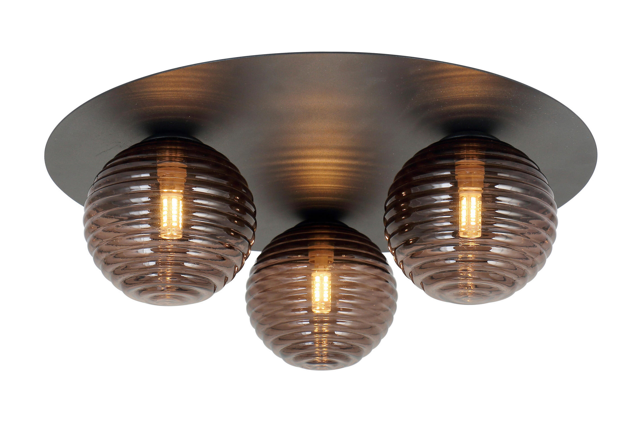 DECKENLEUCHTE 38/15 cm   - Schwarz/Braun, Trend, Glas/Metall (38/15cm) - Novel