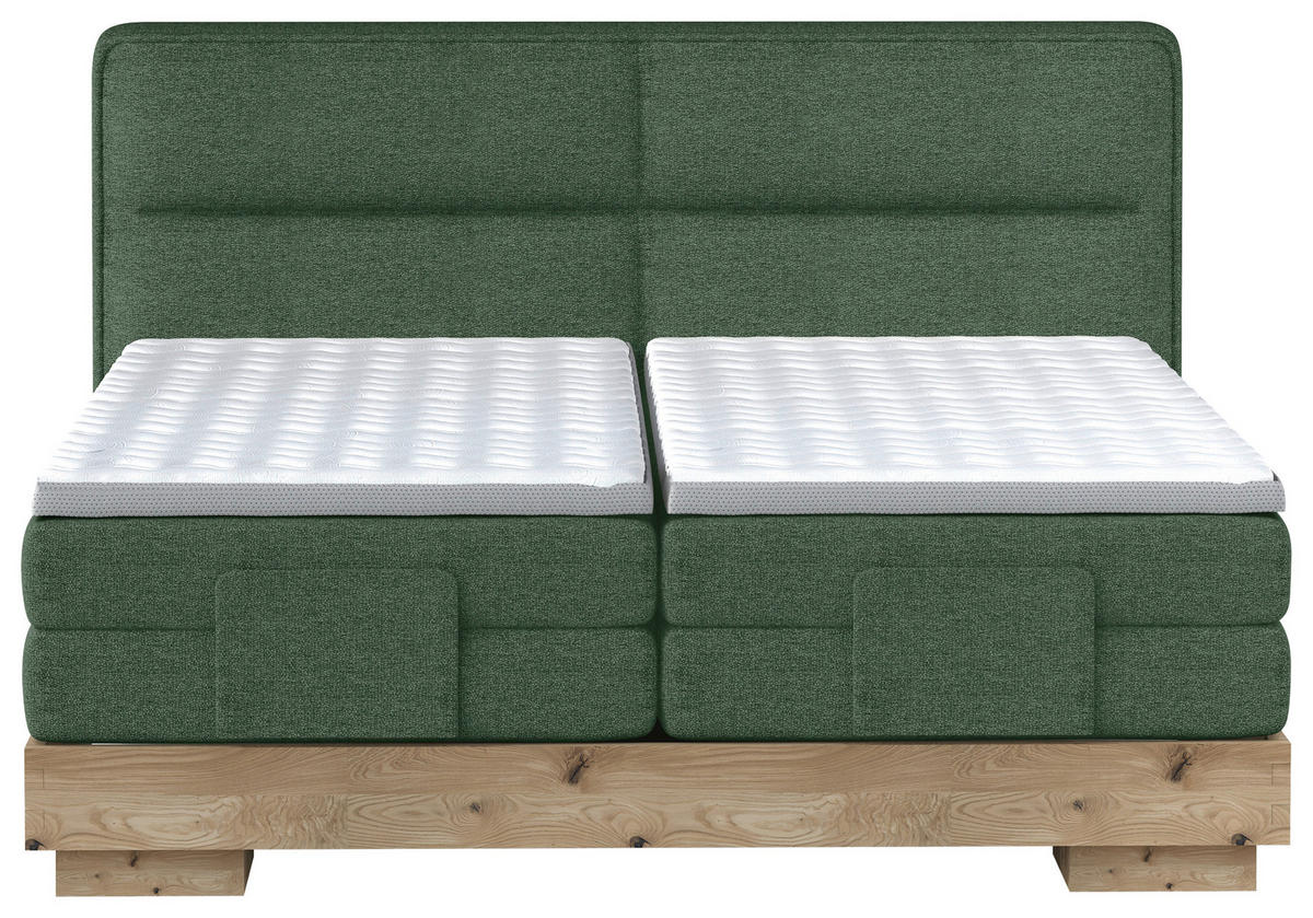 BOXSPRINGBETT 180/200 cm  in Grün, Eichefarben  - Eichefarben/Grün, Natur, Holz/Holzwerkstoff (180/200cm) - Valnatura