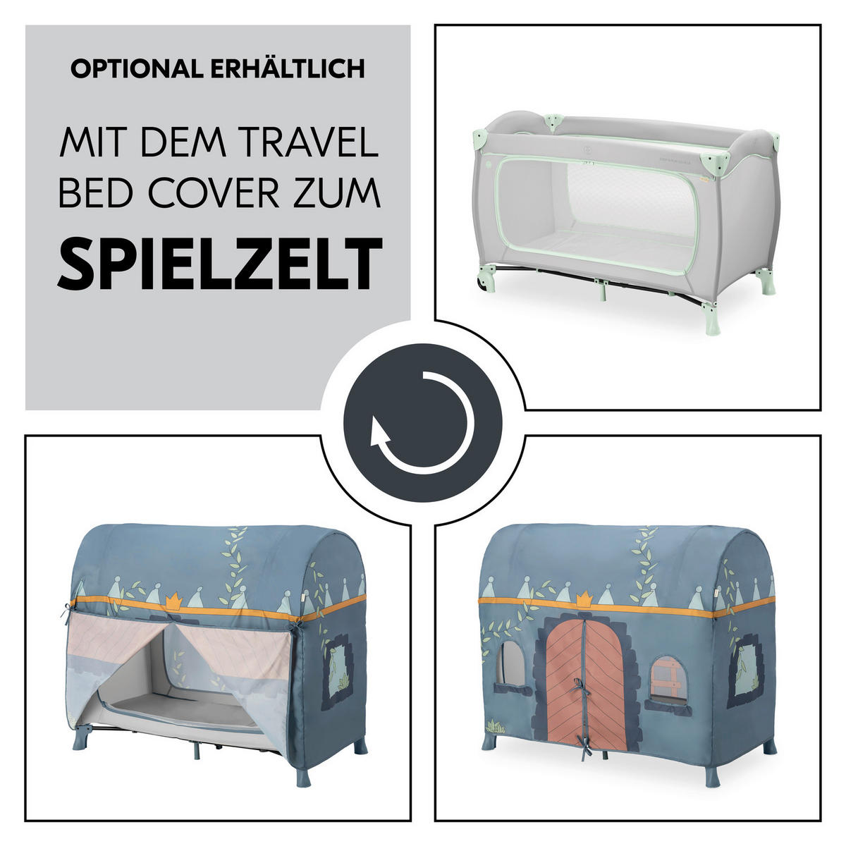 REISEBETT Sleep N Play Go Plus Mintgrün, Greige  - Greige/Mintgrün, Basics, Kunststoff/Textil (69/82/125cm) - Hauck