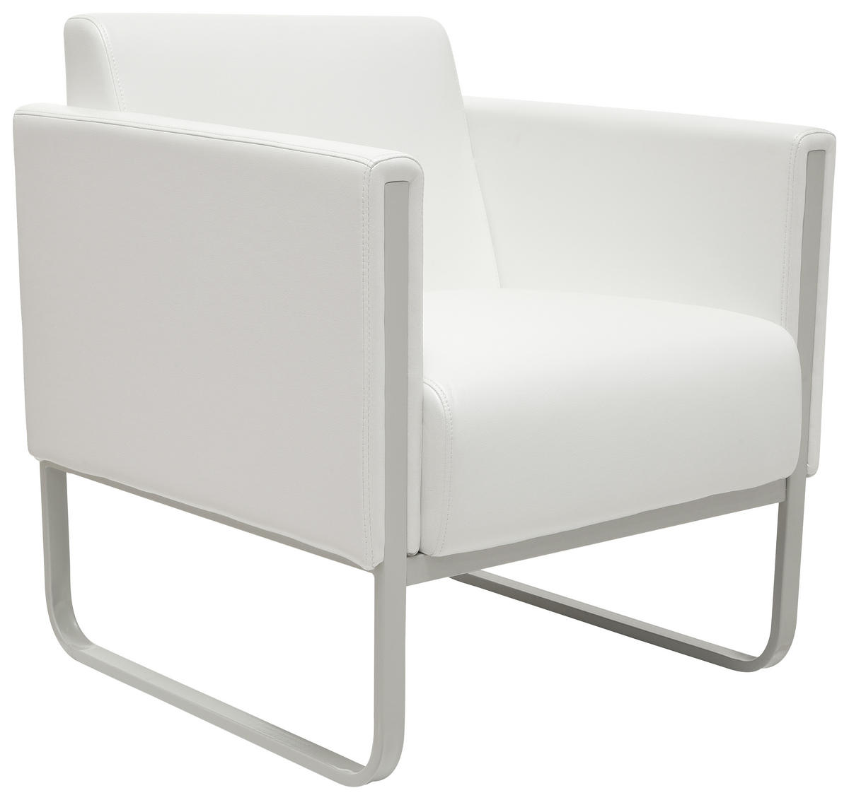 SESSEL Lederlook Weiß, Hellgrau    - Hellgrau/Weiß, MODERN, Textil/Metall (67/78/71cm) - MID.YOU