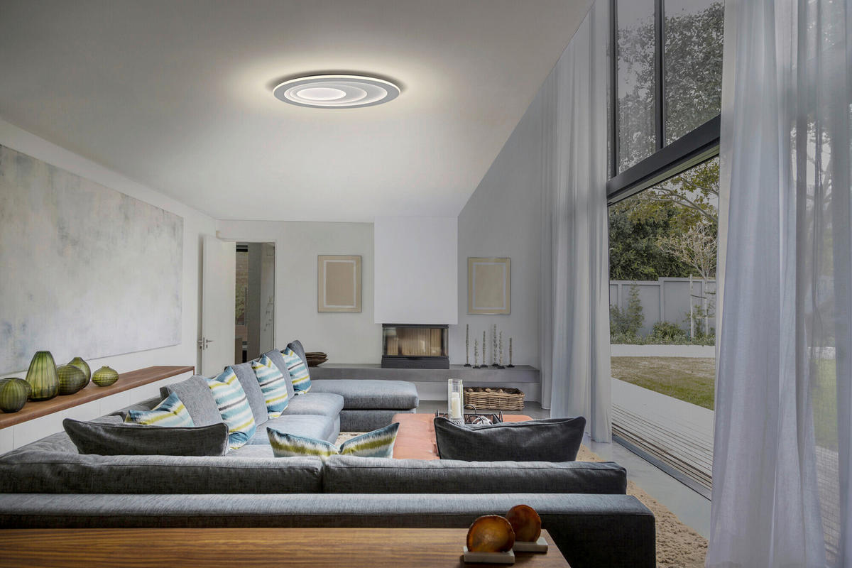 LED-DECKENLEUCHTE Orbis Spiral 58/72/5,6 cm   - Grau, Design, Kunststoff/Metall (58/72/5,6cm) - Osram