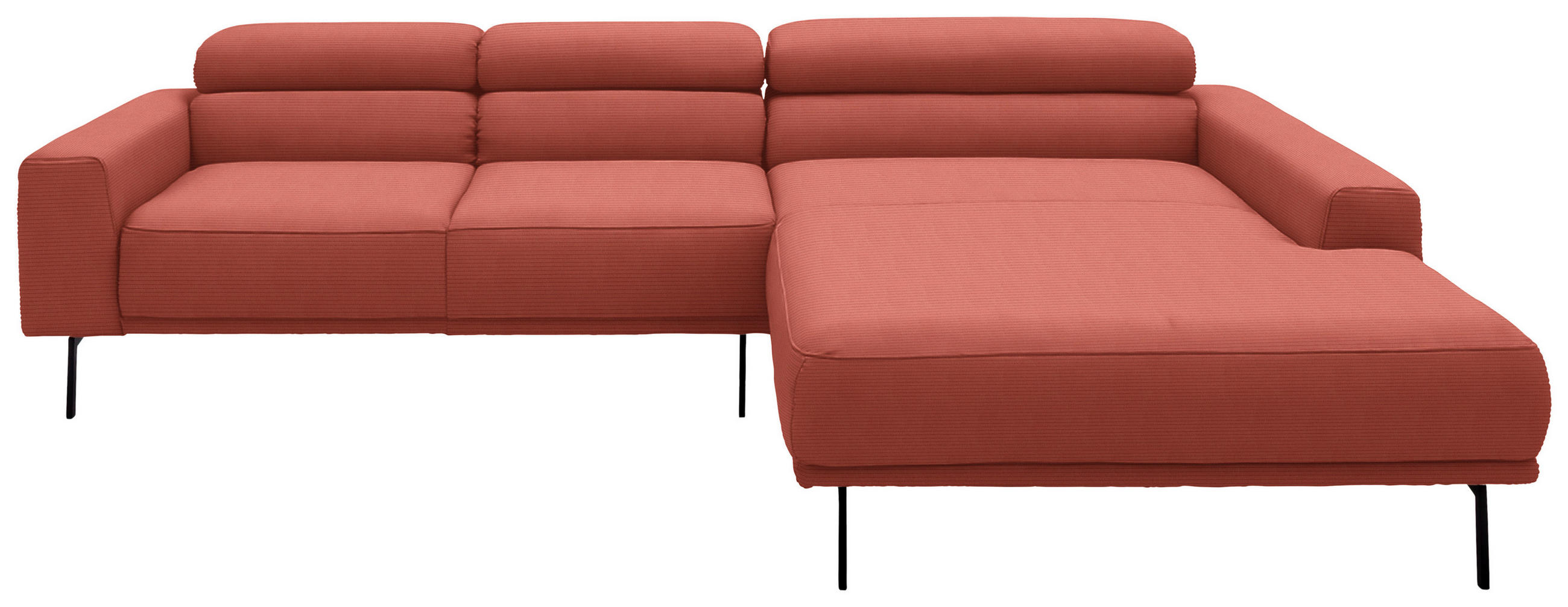 ECKSOFA Cord Koralle  - Koralle/Schwarz, Design, Textil/Metall (293/215-217cm) - Schöner Wohnen