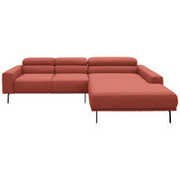 ECKSOFA Cord Koralle  - Koralle/Schwarz, Design, Textil/Metall (293/215-217cm) - Schöner Wohnen