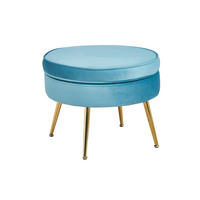 HOCKER Samt Blau  - Blau/Goldfarben, MODERN, Textil/Metall (52/41/52cm) - Livetastic