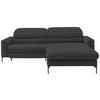 ECKSOFA in Flachgewebe Dunkelgrau  - Dunkelgrau/Schwarz, Design, Textil/Metall (252/191cm) - Dieter Knoll