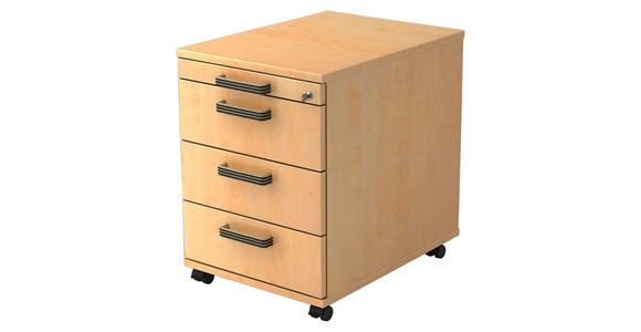 ROLLCONTAINER 42,8/59/56 cm  - Ahornfarben/Alufarben, KONVENTIONELL, Holzwerkstoff/Kunststoff (42,8/59/56cm) - Venda