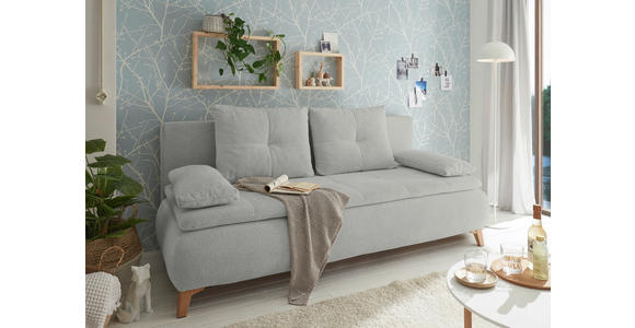 SCHLAFSOFA Webstoff Hellgrau  - Eichefarben/Hellgrau, Design, Kunststoff/Textil (202/94/104cm) - Carryhome