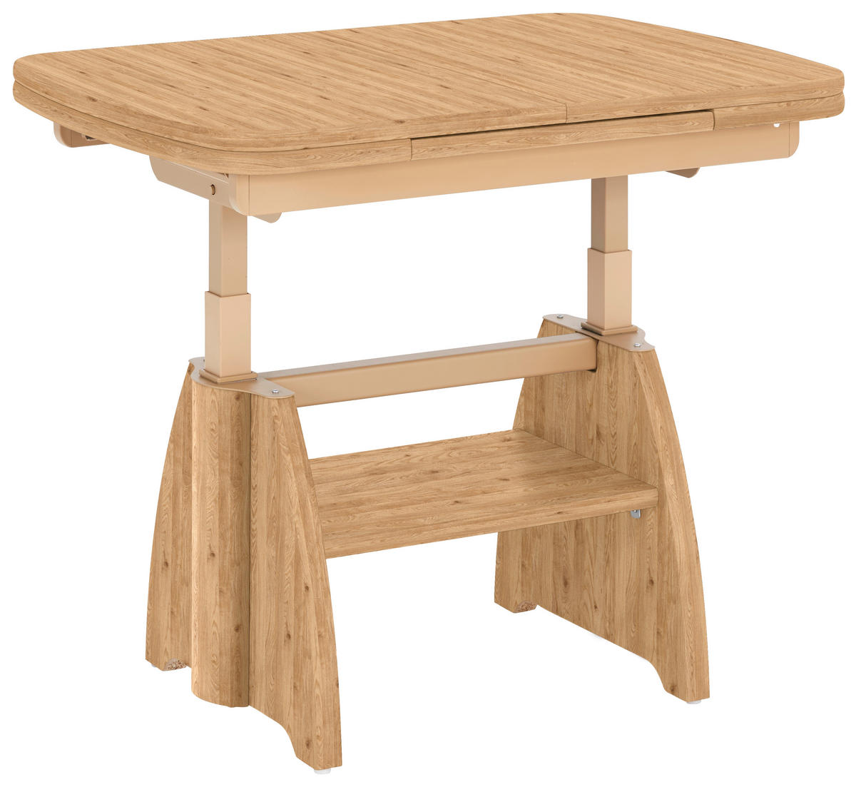 COUCHTISCH Wildeiche furniert 90-130,5/65/56-71 cm rechteckig Eichefarben  - Eichefarben, KONVENTIONELL, Holzwerkstoff/Metall (90-130,5/65/56-71cm) - Venda