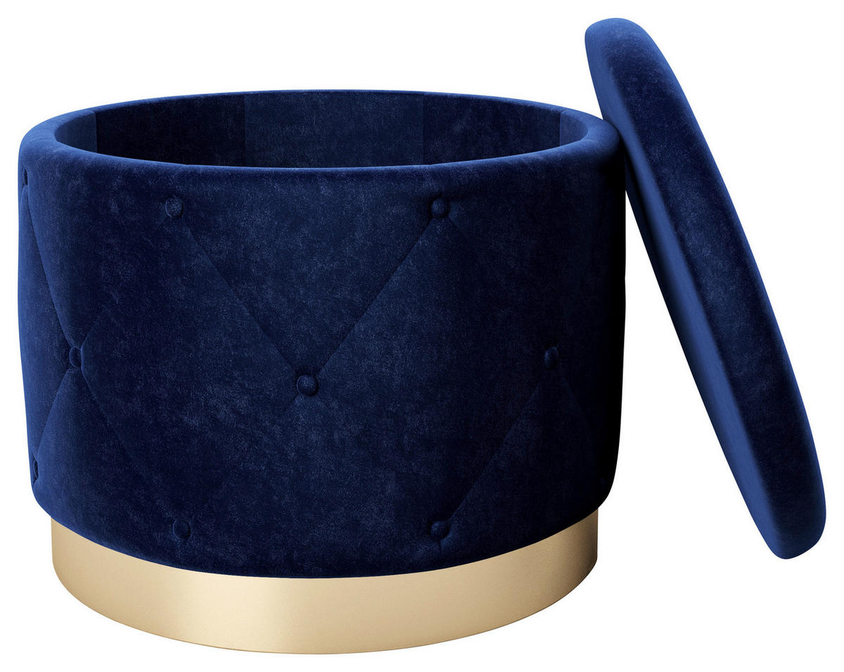 TABURE, tekstil temno modra  - zlate barve/temno modra, Trendi, tekstil (50/40/50cm) - Playboy