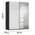 SCHWEBETÜRENSCHRANK  in Schwarz, Weiß  - Chromfarben/Schwarz, KONVENTIONELL, Glas/Holzwerkstoff (201/223/68cm) - Novel