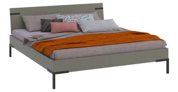 BETT 180/200 cm  in Grau, Grün  - Schwarz/Grau, Design, Holzwerkstoff/Metall (180/200cm) - Xora