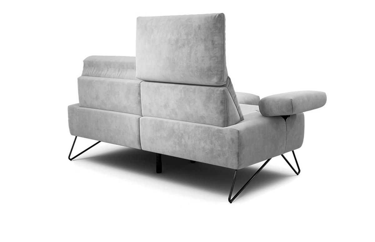 2-SITZER-SOFA Samt Hellgrau  - Hellgrau/Schwarz, Design, Textil/Metall (164-194/85/86-94cm) - SENSOO