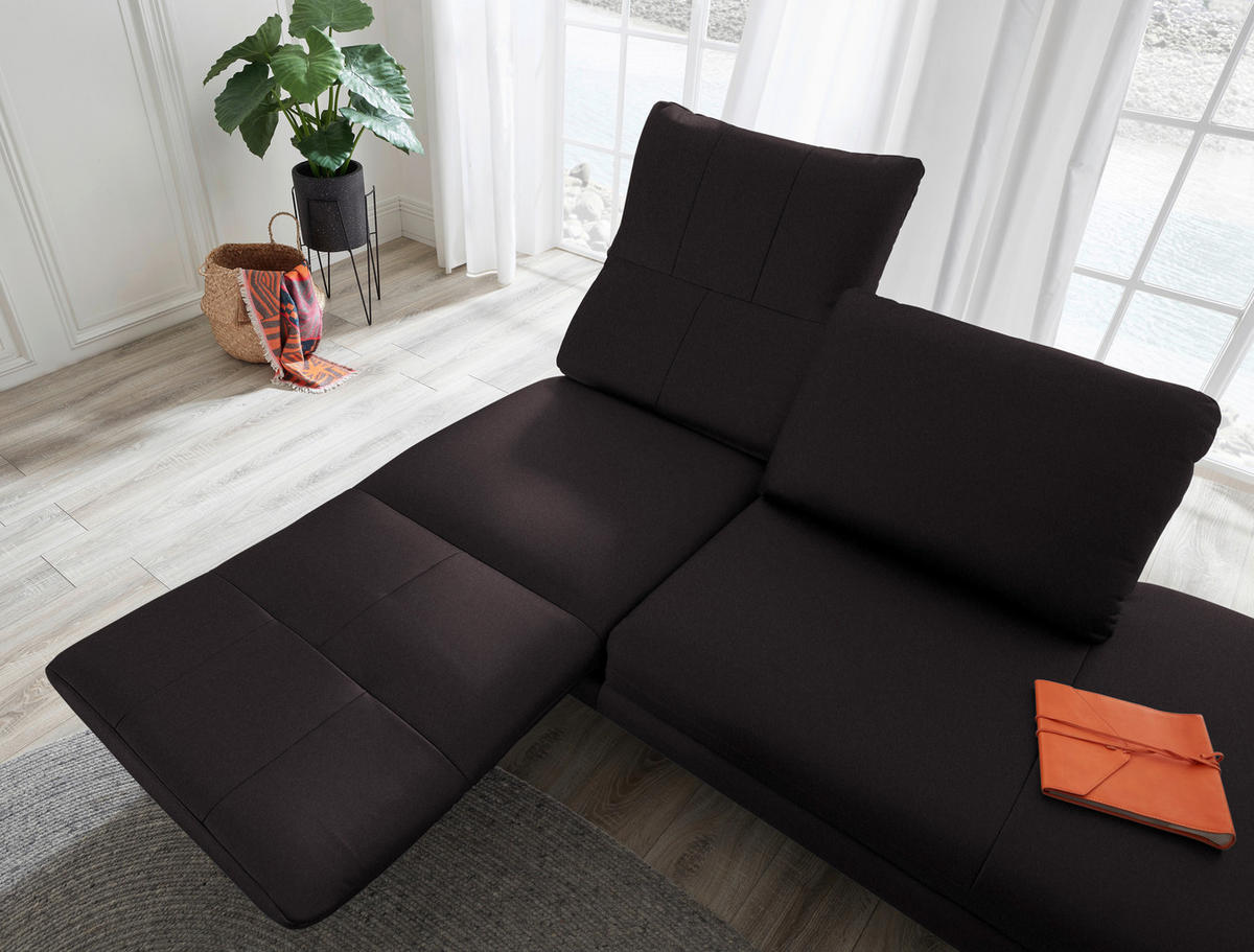 RÉCAMIERE in Echtleder Dunkelbraun  - Chromfarben/Dunkelbraun, Design, Leder/Metall (209/85-109/95-16cm) - Dieter Knoll