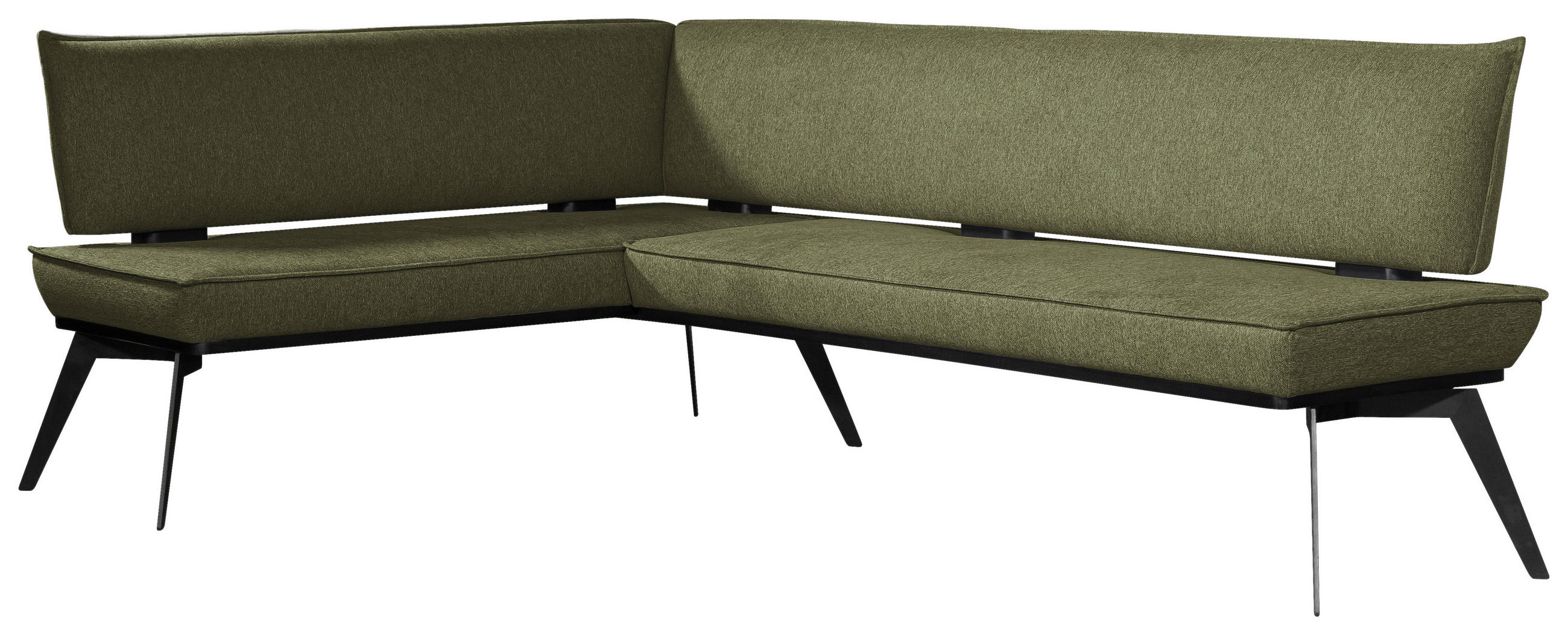 ECKBANK 165/235 cm Webstoff Schwarz, Olivgrün Buche massiv   - Schwarz/Olivgrün, Basics, Holz/Textil (165/235cm) - Carryhome