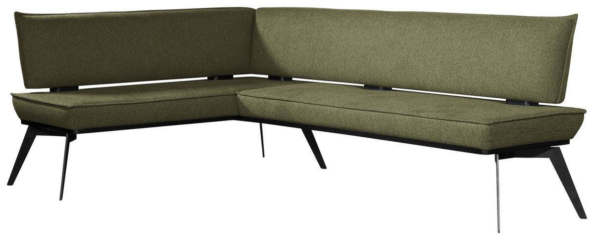 ECKBANK 165/215 cm Webstoff Schwarz, Olivgrün Buche massiv   - Schwarz/Olivgrün, Basics, Holz/Textil (165/215cm) - Carryhome