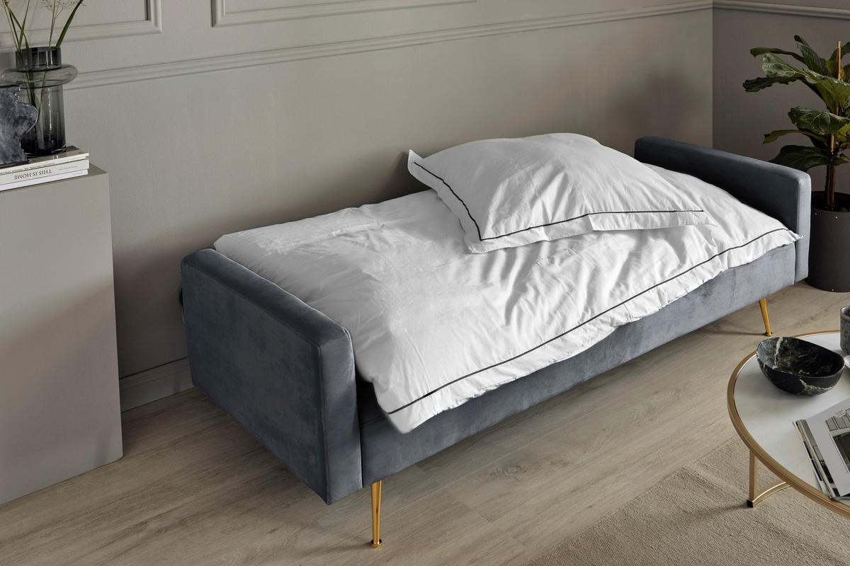 SCHLAFSOFA Grau, Platinfarben  - Platinfarben/Goldfarben, MODERN, Holz/Textil (213/84/84cm) - Livetastic