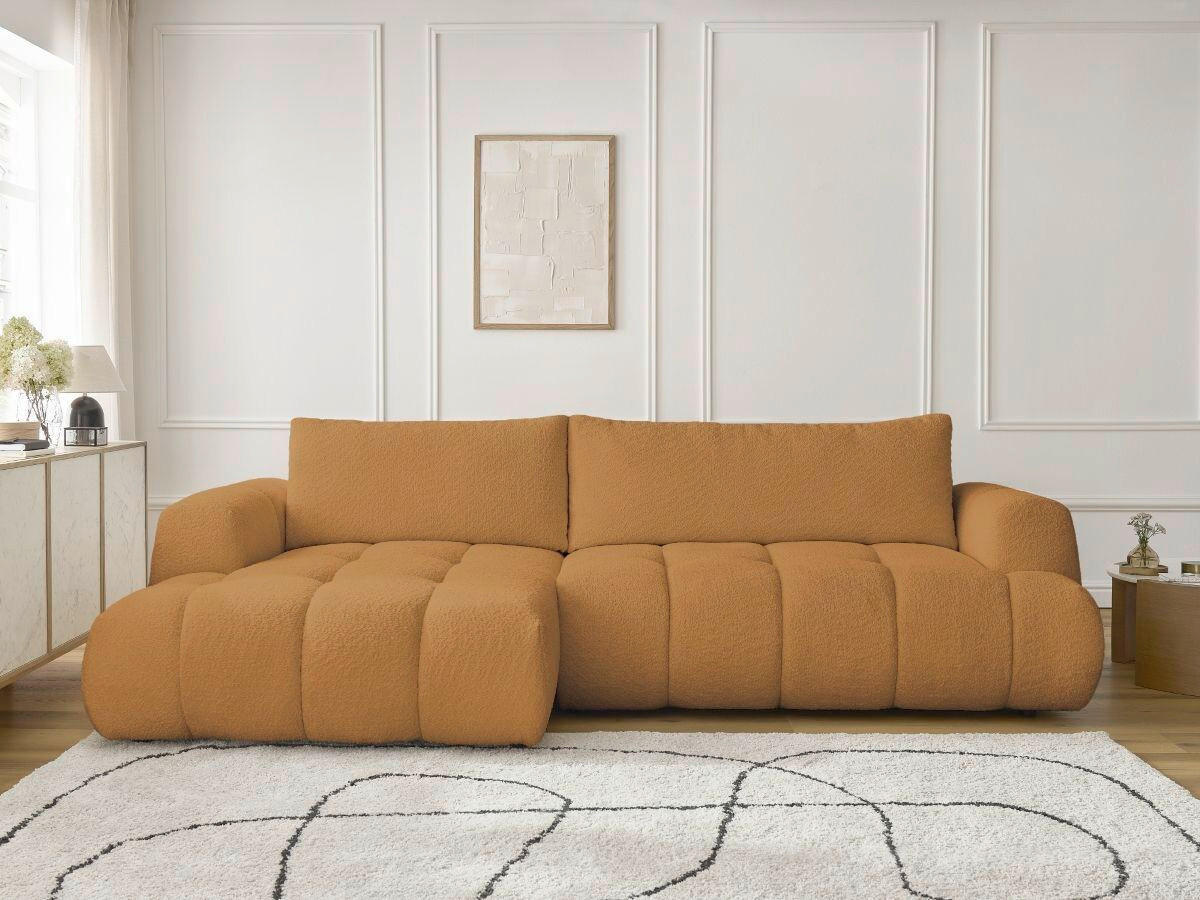 ECKSCHLAFSOFA FUJI Bouclé Gelb  inkl.  - Gelb/Schwarz, MODERN, Kunststoff/Textil (160/292cm)