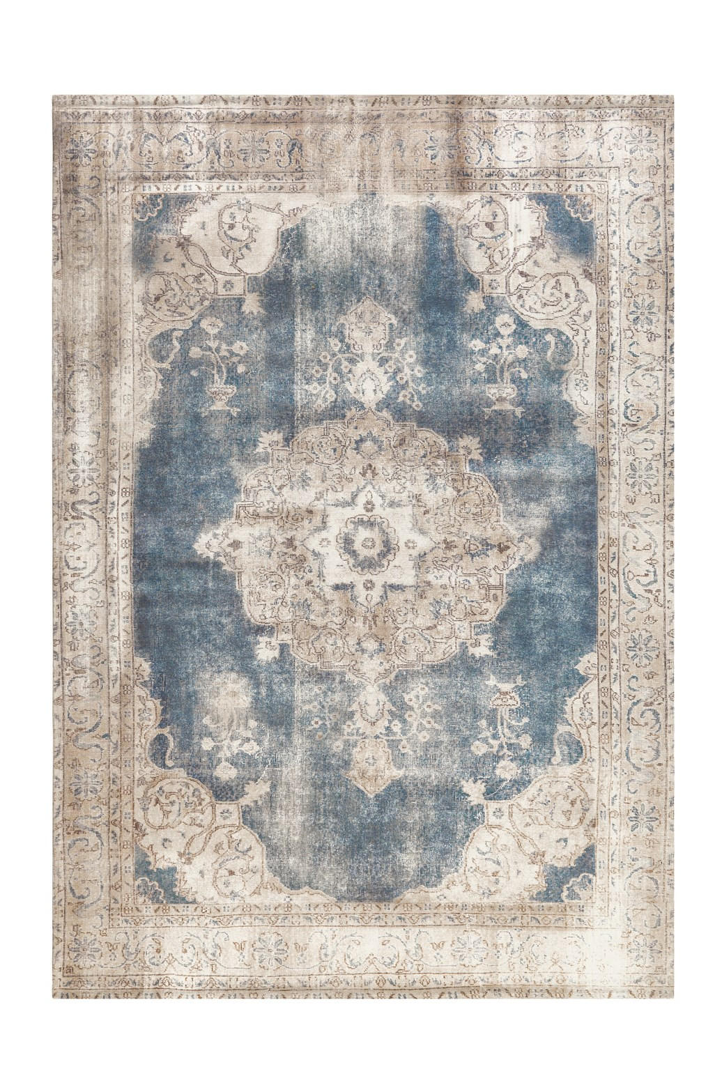 FLACHWEBETEPPICH 200/290 cm Vintage 8400 Creme / Blau Blau, Creme  - Blau/Creme, KONVENTIONELL, Textil (200/290cm)