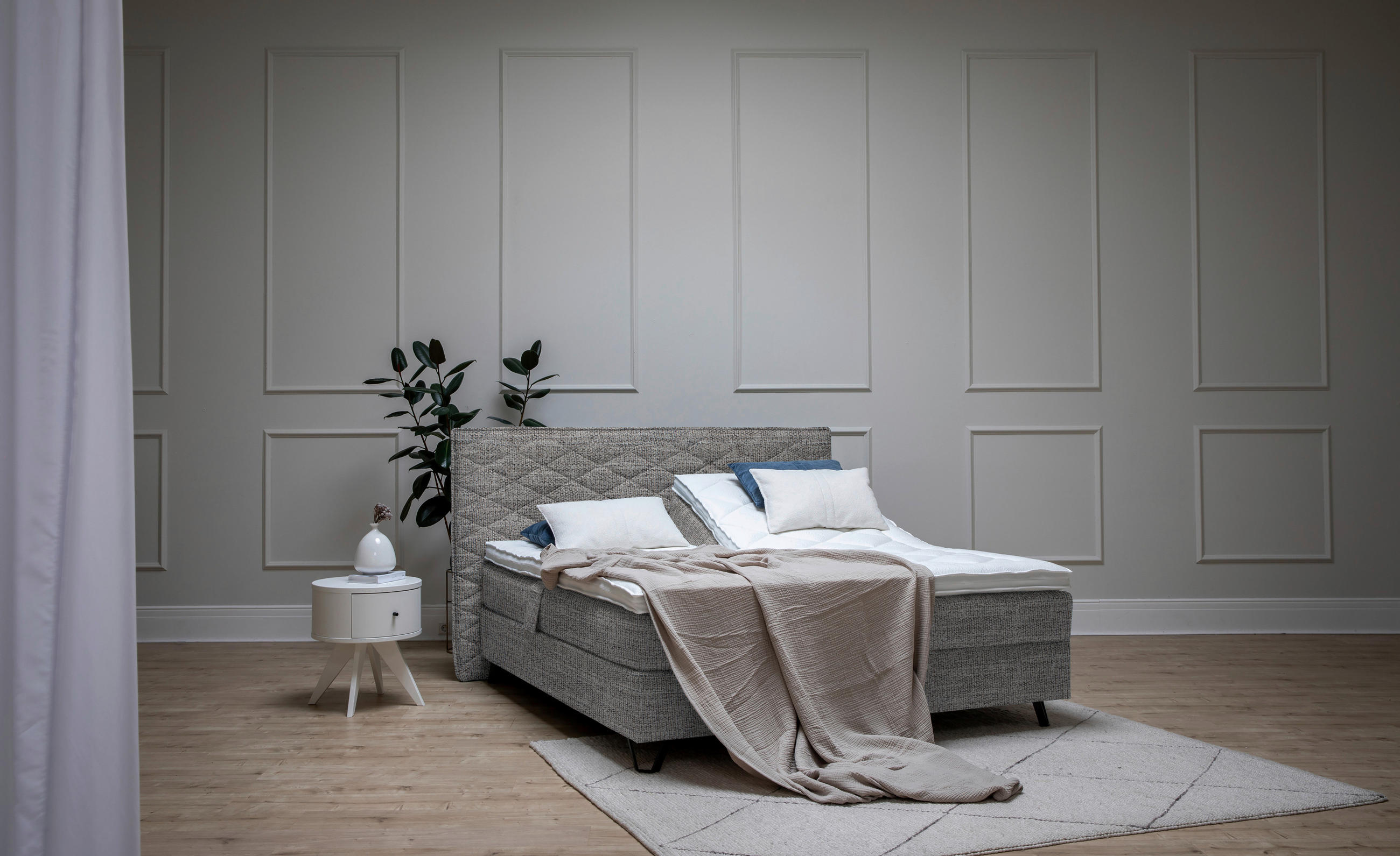 BOXSPRINGBETT 160/200 cm  in Anthrazit  - Anthrazit/Schwarz, Konventionell, Holz/Textil (160/200cm) - Sjöholm