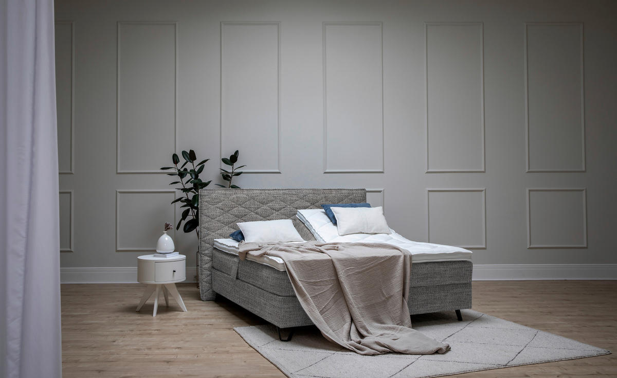 BOXSPRINGBETT 160/200 cm  in Anthrazit  - Anthrazit/Schwarz, Konventionell, Holz/Textil (160/200cm) - Sjöholm
