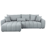 ECKSOFA in Velours Grau  168/298 cm  - Schwarz/Grau, KONVENTIONELL, Kunststoff/Textil (168/298cm) - Carryhome